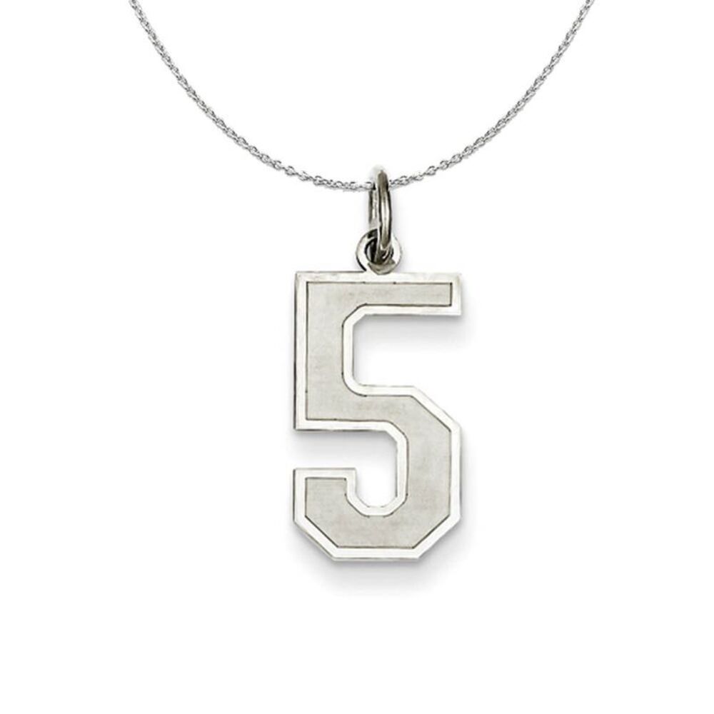 Sterling Silver, Jersey Collection, Medium Number 5 Necklace - 24 Inch